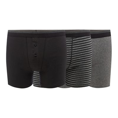 The Collection Pack of three black plain and breton striped boxers